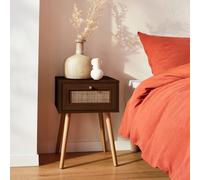 sweeek Woven Rattan Bedside Table With Drawer in Dark Brown swe ark Brown