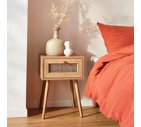 Sweeek - Woven Rattan Bedside Table With Drawer Boheme Natural 39X39X55.4 Cm