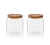 Sweejar 1/2 Gallon Glass Jar Set (2 Pack) - Large Glass Jars with Airtight Press Lid - Half-Gallon Laundry Pods Container - Glass Food Storage Jars - Transparent - Dishwasher Safe