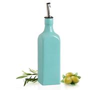 Sweejar 19 Fl Oz Ceramic Olive Oil Dispenser Bottle with Spout, Large Oil Dispenser for Kitchen, Opaque EVOO Oil and Vinegar Cruet for Cooking, Oil Container for Avocado Oil, Pack of 1 (Turquoise)