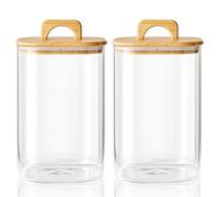 Sweejar 4 qt Large Jars with Bamboo Lids, 1 Gallon Glass Candy Jar with Lid, Sugar/Flour Storage Containers, 128 oz Big Glass Canisters with Airtight Lid, 2 Pack