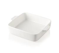 Sweejar Ceramic Baking Dish, 8 x 8 Cake Baking Pan for Brownie, Porcelain Square Bakeware with Double Handle for Casserole, Lasagna, Family Dinner (White)