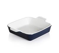 Sweejar Ceramic Baking Dish, 8 x 8 Cake Baking Pan for Brownie, Porcelain Square Bakeware with Double Handle for Casserole, Lasagna, Family Dinner (Navy)