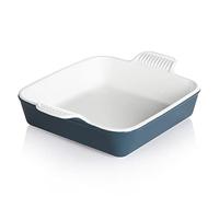 Sweejar Ceramic Baking Dish, 9 x 9 Cake Baking Pan for Brownie, Porcelain Square Bakeware with Double Handle for Casserole, Lasagna, Family Dinner (Fog Blue)