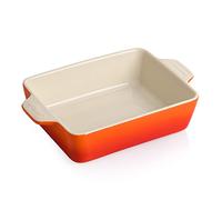 Sweejar Ceramic Baking Dish, Rectangular Small Baking Pan with Double Handles, 20 Oz for Cooking, Brownie, Kitchen, 6.5 x 4.9 x 1.8 Inches (Gradient Orange)