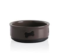 Sweejar Ceramic Dog Bowls with Bone Pattern, Dog Food Dish for Large Dogs, Porcelain Pet Bowl for Water 70 Fl Oz (Brown)