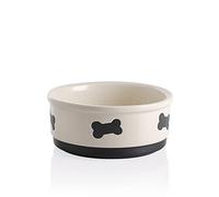 Sweejar Ceramic Dog Bowls with Bone Pattern, Dog Food Dish for Medium Dogs, Porcelain Pet Bowl for Water 35 Fl Oz (Beige)