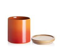 Sweejar Ceramic Food Storage Jar, Stackable Kitchen Canisters, Containers with Airtight Seal Wooden Lid for Serving Ground Coffee, Tea, Sugar, Salt and More - 16 FL Oz (Gradient Orange)