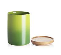 Sweejar Ceramic Food Storage Jar, Stackable Kitchen Canisters, Containers with Airtight Seal Wooden Lid for Serving Ground Coffee, Tea, Sugar, Salt and More - 28 FL Oz (Gradient Green)