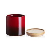 Sweejar Ceramic Food Storage Jar, Stackable Kitchen Canisters, Containers with Airtight Seal Wooden Lid for Serving Ground Coffee, Tea, Sugar, Salt and More - 16 Fl Oz (Gradient Red)