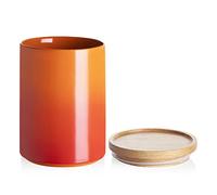 Sweejar Ceramic Food Storage Jar, Stackable Kitchen Canisters, Containers with Airtight Seal Wooden Lid for Serving Coffee Bean, Flour, Tea, Cookies, Spice and More - 58 Fl Oz (Gradient Orange)