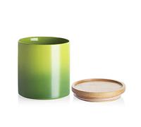 Sweejar Ceramic Food Storage Jar, Stackable Kitchen Canisters, Containers with Airtight Seal Wooden Lid for Serving Ground Coffee, Tea, Sugar, Salt and More - 16 Fl Oz (Gradient Green)