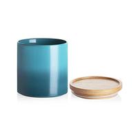 Sweejar Ceramic Food Storage Jar, Stackable Kitchen Canisters, Containers with Airtight Seal Wooden Lid for Serving Ground Coffee, Tea, Sugar, Salt and More - 16 FL OZ (Gradient Blue)