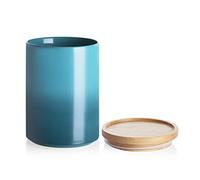 Sweejar Ceramic Food Storage Jar, Stackable Kitchen Canisters, Containers with Airtight Seal Wooden Lid for Serving Ground Coffee, Tea, Sugar, Salt and More - 28 Fl Oz (Gradient Blue)