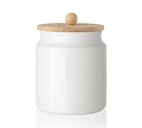 Sweejar Ceramic Kitchen Canisters, 28 FLOZ Porcelain Food Storage Jar with Airtight Seal Wooden Lid, Home Container Serving for Coffee Beans, Tea-leave, Sugar, Salt and More, Tool Bucket (White)