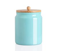 Sweejar Ceramic Kitchen Canisters, 58 FLOZ Porcelain Food Storage Jar with Airtight Seal Wooden Lid, Home Container Serving for Coffee Beans, Tea-leave, Sugar, Salt, Tool Bucket (Turquoise)
