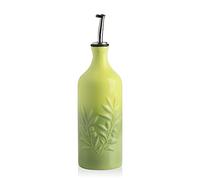 Sweejar Ceramic Olive Oil Dispenser Bottle, 20 Oz Relief Opaque Oil Cruet Protects Oil To Reduce Oxidation, Storage Oil, Vinegar, Soy Sauce, Coffee Syrup, Liquids, Set of 1 (Gradient Green)