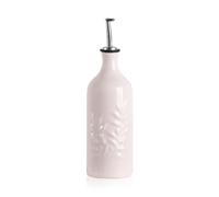 Sweejar Ceramic Olive Oil Dispenser Bottle, 20 Oz Relief Opaque Oil Cruet Protects To Reduce Oxidation, Suitable for Storage Vinegar, Soy Sauce,Liquids,Set of 1 (Rose Pink)