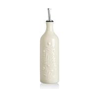 Sweejar Ceramic Olive Oil Dispenser Bottle Large 710ml Opaque Oil Protect Oil to Reduce Oxidation for EVOO Vinegar Soy Sauce 1 Pack (Beige)
