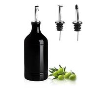 Sweejar Ceramic Olive Oil Dispenser Bottle, Opaque Oil Cruet Protects to Reduce Oxidation, Suitable for Storage Vinegar, Coffee Syrups & Other Liquids, Pack of 1, 15.5 Fl Oz (Black)