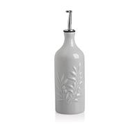 Sweejar Ceramic Opaque Oil Dispenser Bottle, 20 Oz Relief - Protects Liquids, Suitable for Oil, Vinegar, Soy Sauce, Coffee Syrup - Set of 1 (Gray)