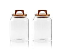 Sweejar Glass Jars for Laundry Room Organization, 90 ounce Laundry Pods Container, Glass Food Storage Jars with Airtight Lid, 2 Pack, Hand Lid