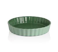 Sweejar Home 24cm Round Ceramic Pie Dishes, Wavelet Fringe Pie Pans for Baking & Oven, Non-Stick Green