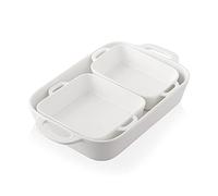 Sweejar Home Ceramic Bakeware Set, Rectangle Baking Pan for Cooking, Kitchen, Cake Dinner, Banquet and Daily Use, 32cm x 22cm Porcelain Bakeware (White)