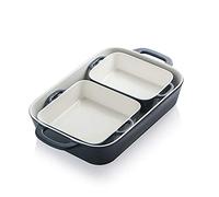 Sweejar Home Ceramic Bakeware Set, Rectangle Baking Pan for Cooking, Kitchen, Cake Dinner, Banquet and Daily Use, 32cm x 22cm Porcelain Bakeware (Navy)