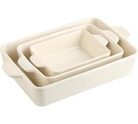 Sweejar Home Ceramic Bakeware Set, Rectangular Baking Dish Lasagna Pans for Cooking, Kitchen, Cake Dinner, Banquet and Daily Use, 30 x 20 x 7 cm of Casserole Dishes (Beige)