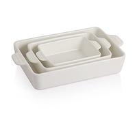 Sweejar Home Ceramic Bakeware Set, Rectangular Baking Dish Lasagna Pans for Cooking, Kitchen, Cake Dinner, Banquet and Daily Use, 30 x 20 x 7 cm of Casserole Dishes (White)