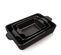 Sweejar Home Ceramic Bakeware Set, Rectangular Baking Dish Lasagna Pans for Cooking, Kitchen, Cake Dinner, Banquet and Daily Use, 30 x 20 x 7 cm of Casserole Dishes (Black)