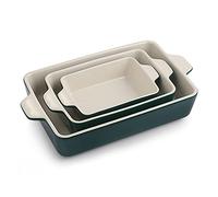 Sweejar Home Ceramic Bakeware Set, Rectangular Baking Dish Lasagna Pans for Cooking, Kitchen, Cake Dinner, Banquet and Daily Use, 30 x 20 x 7 cm of Casserole Dishes (Jade)