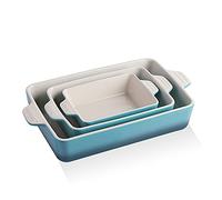 Sweejar Home Ceramic Bakeware Set, Rectangular Baking Dish Lasagna Pans for Cooking, Kitchen, Cake Dinner, Banquet and Daily Use, 30 x 20 x 7 cm of Casserole Dishes (Gradient Blue)