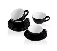 Sweejar Home Ceramic Cappuccino Cups Set, 120ml Espresso Cups, Porcelain Cup & Saucer Set, Tea Cup Set for Specialty Coffee Drinks, Latte, Americano, Set of 4 (Black)