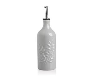 Sweejar Home Ceramic Olive Oil Dispenser Bottle, 570ml Relief Opaque Oil Cruet Protects to Reduce Oxidation, Suitable For Storage Of Oil, Vinegar, Soy Sauce, Coffee Syrup, Liquids (Gray)
