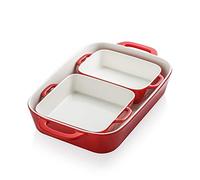 Sweejar Home Ceramic Tableware Set, Rectangular Ceramic Tableware Set for Kitchen, Dinner, Banquet and Daily Use, 12.5 x 9 cm (Red)