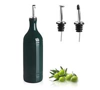 Sweejar Home Large Ceramic Olive Oil Dispenser Bottle, Opaque Cruet Protects Reduce Oxidation, Suitable For Storage Of Oil, Vinegar, Soy Sauce & Other Liquids for Kitchen Cooking, 680ml (Teal blue)