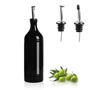 Sweejar Home Large Ceramic Olive Oil & Vinegar Dispenser Bottle, Opaque Oils Cruet Protects to Reduce Oxidation, Suitable for Storage of Soy Sauce & Other Liquids, Pack of 1, 680ml (Black)