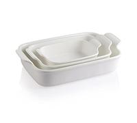 Sweejar Home Porcelain Bakeware Set for Cooking, Rectangular Ceramic Casserole Dish, Lasagne Pans for Casserole Dish, Cakes, Dinner, Kitchen, Banquet and Daily Use (White)