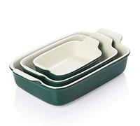 Sweejar Home Porcelain Bakeware Set for Cooking, Rectangular Ceramic Casserole Dish, Lasagne Pans for Casserole Dish, Cakes, Dinner, Kitchen, Banquet and Daily Use (Jade)