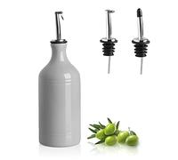 Sweejar Home Porcelain Olive Oil Dispenser, Opaque Cruet Reduces Oxidation, Suitable for Oil, Vinegar and More, 460ml (Gray)