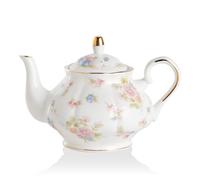 Sweejar Home Porcelain Teapot, Vintage Floral Gold Rim Design Ceramic Tea Pot, Flower Tea Loose Leaf Teapot, Coffee Pot, Women and Tea Lovers, 850ml, 3-4 Cups (Small Flower)