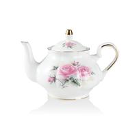 Sweejar Home Porcelain Teapot, Vintage Floral Gold Rim Design Ceramic Tea Pot, Flower Tea Loose Leaf Teapot, Coffee Pot, Women and Tea Lovers, 800ml, 3-4 Cups (Pink Flower)