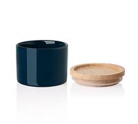 Sweejar Kitchen Canisters Ceramic Food Storage Jar, Stackable Containers with Airtight Seal Wooden Lid for Serving Ground Coffee, Tea, Sugar, Spice and More - 5 Fl Oz(Navy)