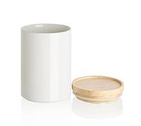Sweejar Kitchen Canisters Ceramic Food Storage Jar, Stackable Containers with Airtight Seal Wooden Lid for Serving Coffee Bean, Flour, Tea, Cookies and More - 58 Fl Oz (White)