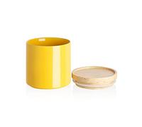 Sweejar Kitchen Canisters Ceramic Food Storage Jar, Stackable Containers with Airtight Seal Wooden Lid for Serving Coffee Bean, Flour, Tea, Spice and More - 39 Fl Oz (Yellow)