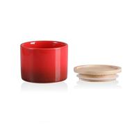 Sweejar Kitchen Canisters Ceramic Food Storage Jar, Stackable Containers with Airtight Seal Wooden Lid for Serving Ground Coffee, Tea, Sugar, Spice and More - 5 Fl Oz(Gradient Red)