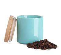 Sweejar Kitchen Canisters Ceramic Food Storage Jar, Stackable Containers with Airtight Seal Wooden Lid for Serving Ground Coffee, Tea, Sugar, Salt and More - 16 Fl Oz (Dark Turquoise)