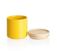 SWEEJAR Kitchen Canisters Ceramic Food Storage Jar, Stackable Containers with Airtight Seal Wooden Lid for Serving Ground Coffee, Tea, Sugar, Salt and More - 455 ml(Yellow)